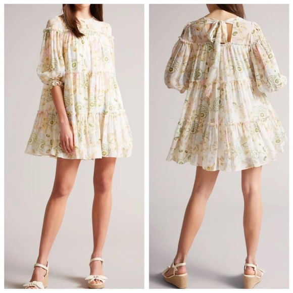 NWT Ted Baker London Bellona White Tiered Trapeze Mini Dress. $395 - Picture 4 of 13